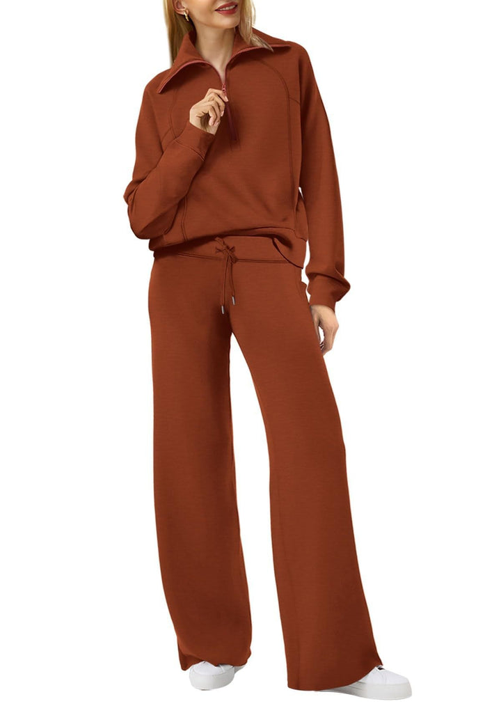 Sigfrid | Women's Pullover Top Sweat Set with Wide Leg Pants