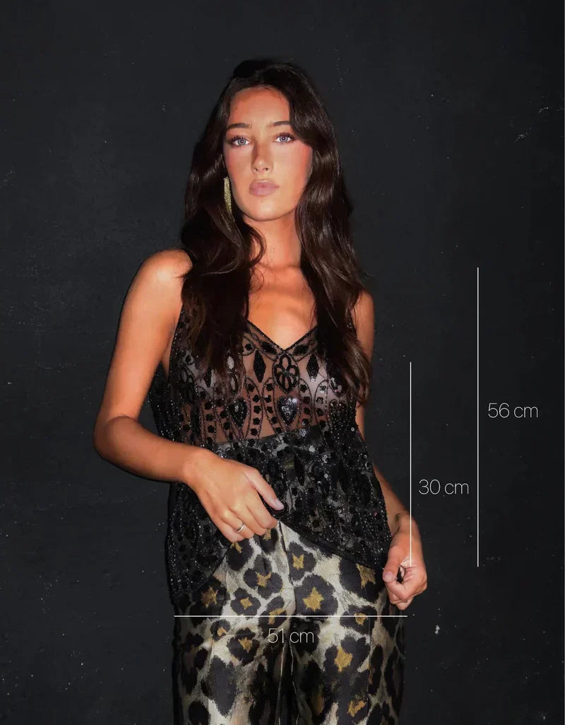 Laya | Sleeveless top adorned with sparkling details for women