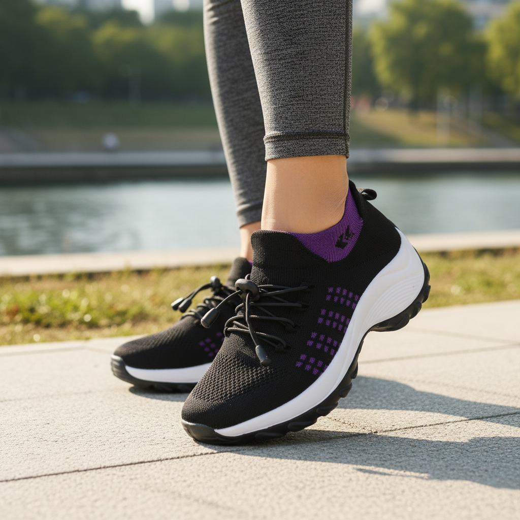 Ambulo Orthopedic Shoes Knitted Fabric - Purple Black