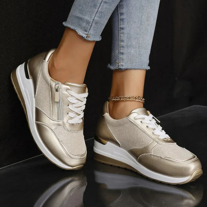 New Women's Lace-Up Orthopedic Sneakers with Side Zipper