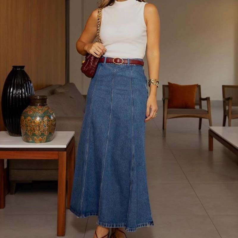 Ivy Manhattan | High-Waist Denim Maxi Skirt